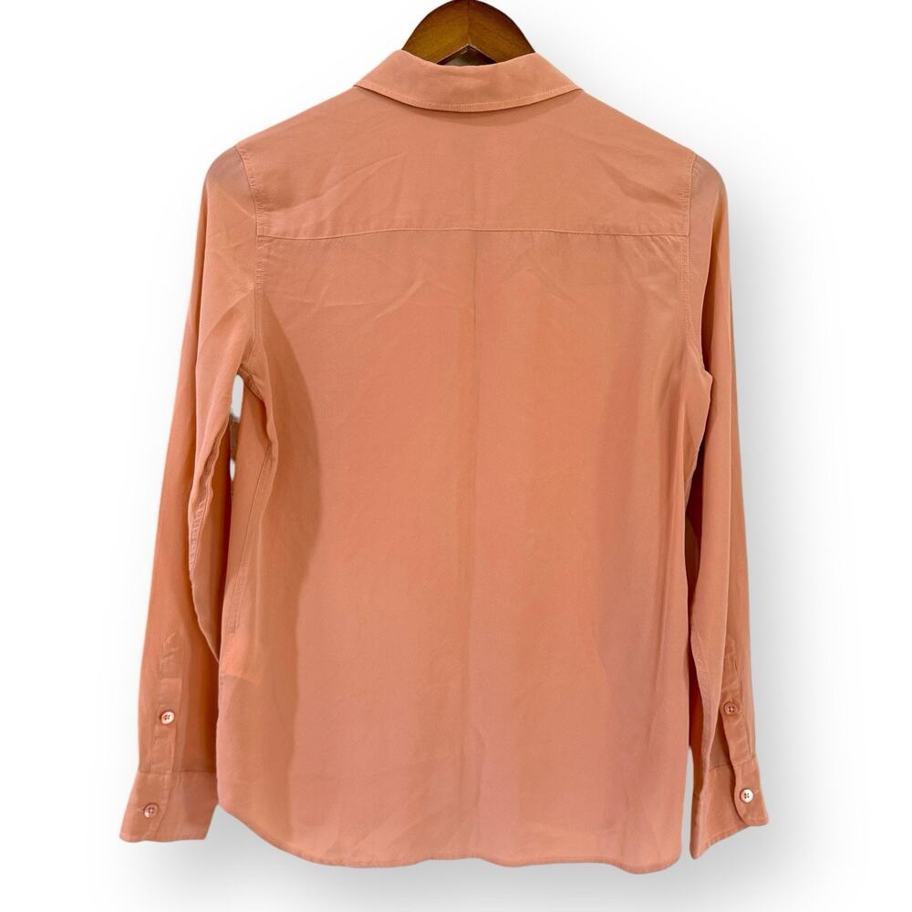 Equipment Silk Blouse Size Small Peach Orange Long Sleeve Button Up Top Shirt - Picture 6 of 11